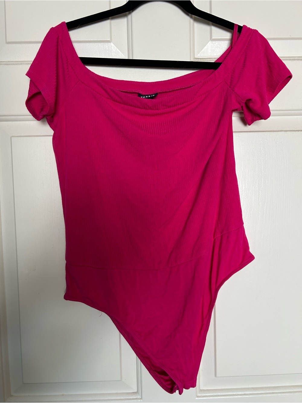 Torrid Hot Pink Off-Shoulder Short Sleeve Bodysuit